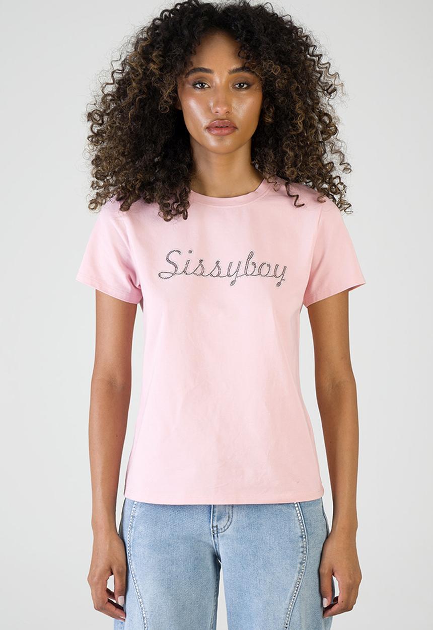 SISSY BOY - Caught Your Eye: T-shirt With Bling Branded Transfer - Pale Pink
