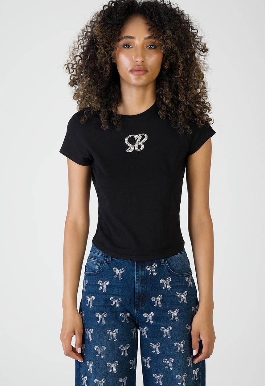 SISSY BOY - For The Story: T-shirt With Pearl Branded Transfer - Black
