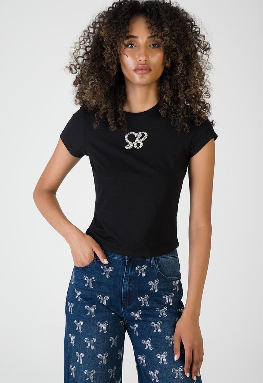 SISSY BOY - For The Story: T-shirt With Pearl Branded Transfer - Black