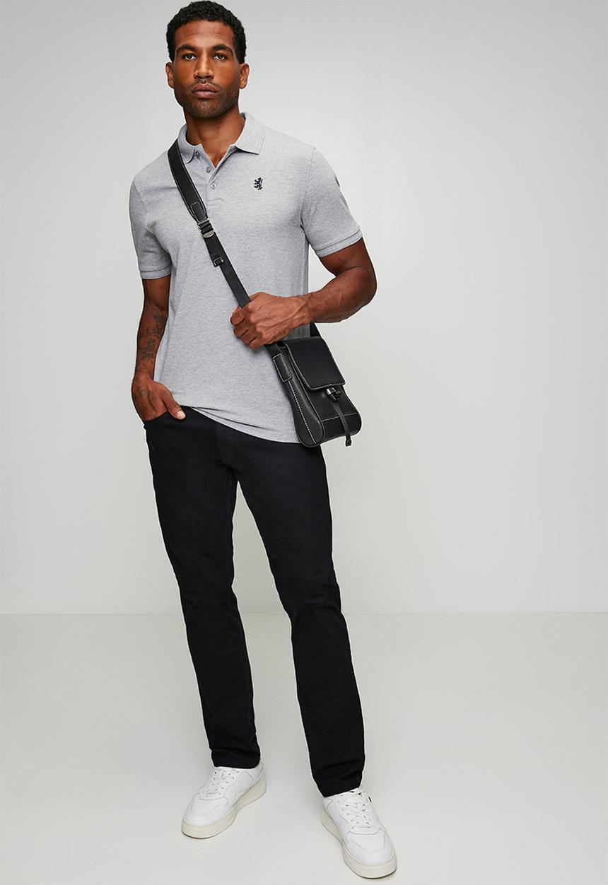 Pringle of Scotland - Austyn Pique Golfer - Grey Melange