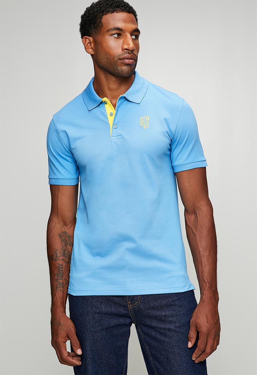 Pringle of Scotland - Aiden Slim Fit Pique Golfer - Blue