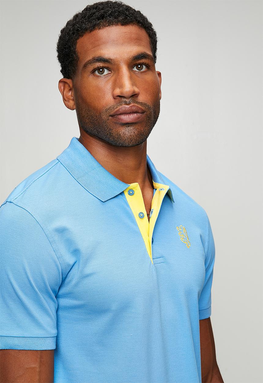 Pringle of Scotland - Aiden Slim Fit Pique Golfer - Blue