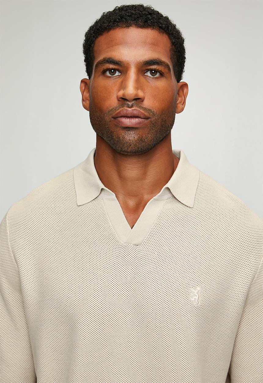 Pringle of Scotland - Brian Collar Textured Knitwear - Stone