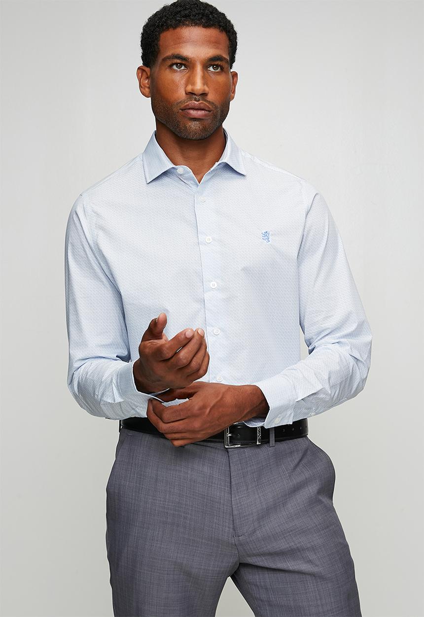 Pringle of Scotland - Cole Printed Long Sleeve Tailored Shirt - Blue