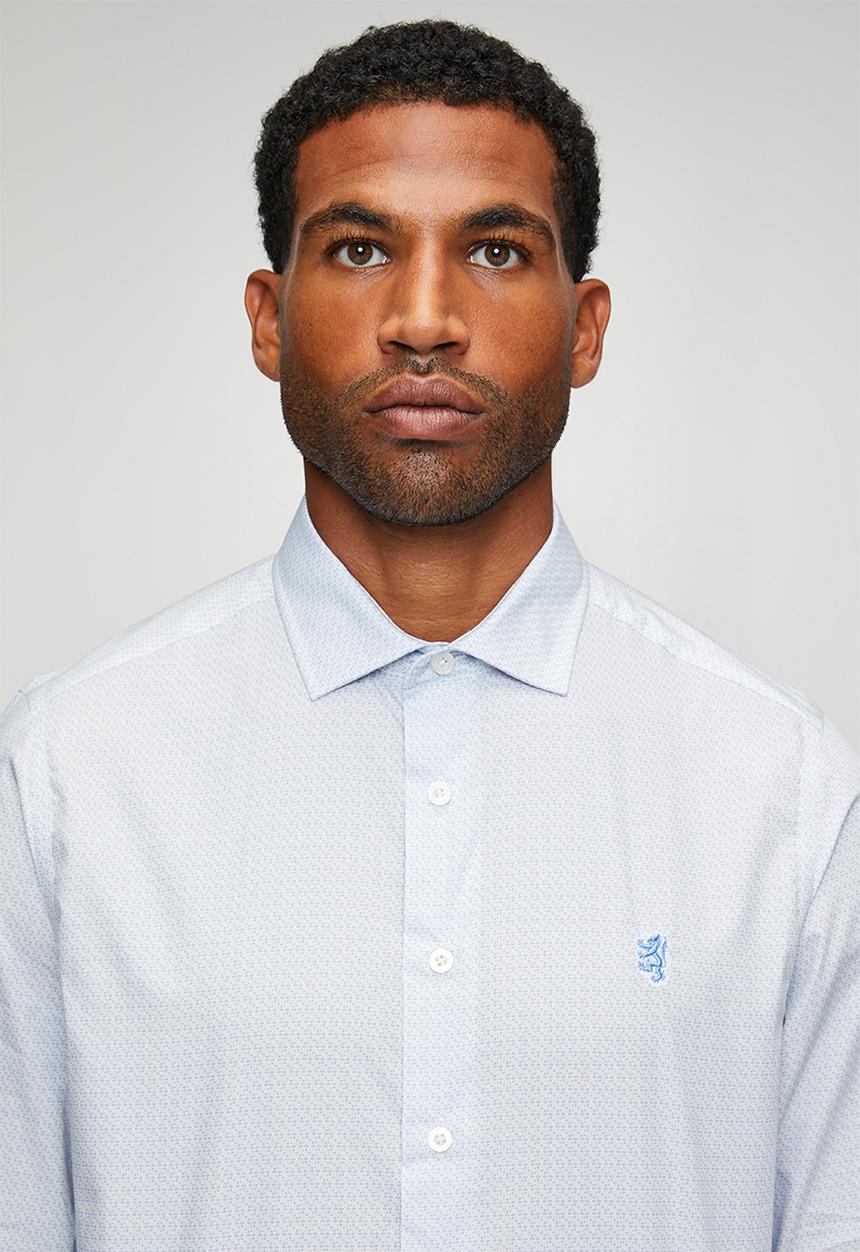 Pringle of Scotland - Cole Printed Long Sleeve Tailored Shirt - Blue