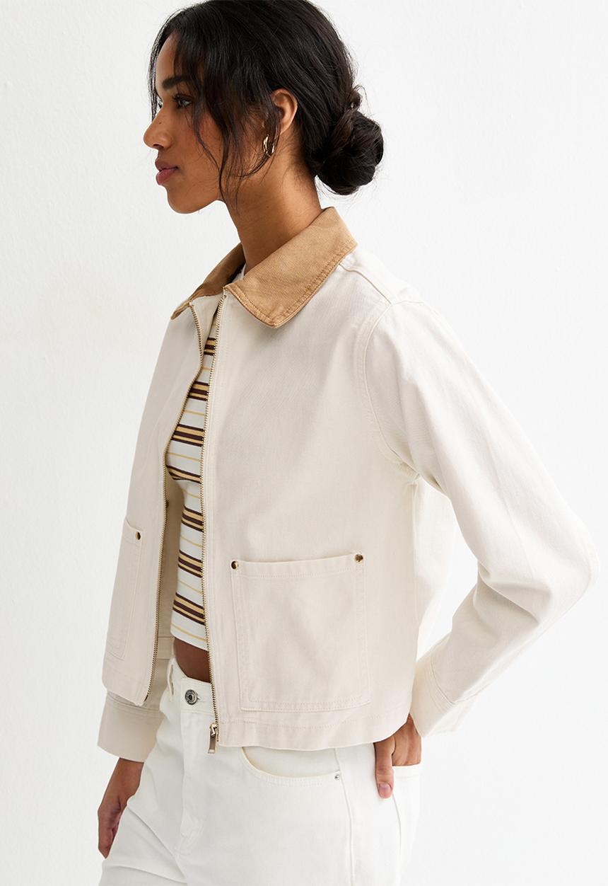 New Look - Belle cotton barn jacket - off white