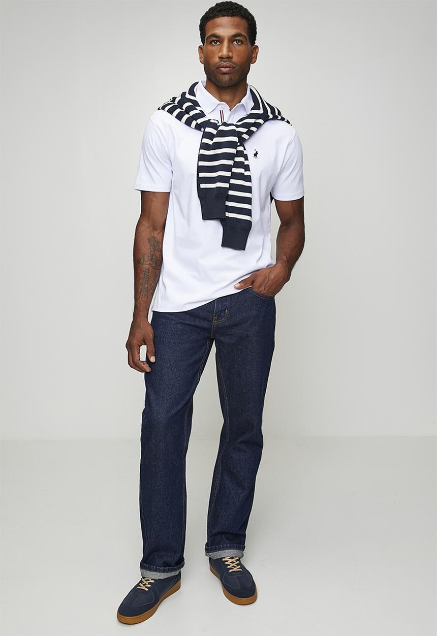 POLO - Jensen Badge Short sleeve Golfer - White