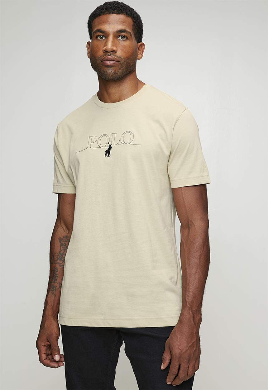 POLO - Pratt Embroidered Logo Short sleeve Tee - Stone
