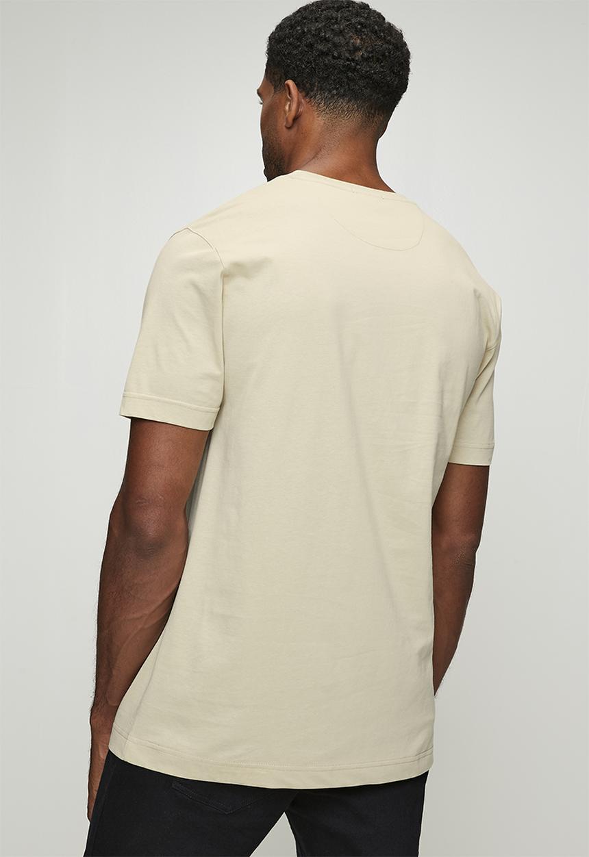 POLO - Pratt Embroidered Logo Short sleeve Tee - Stone