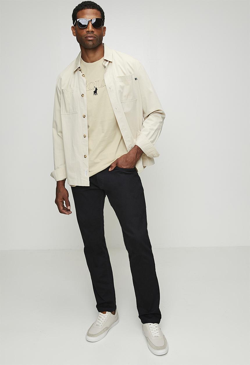 POLO - Pratt Embroidered Logo Short sleeve Tee - Stone