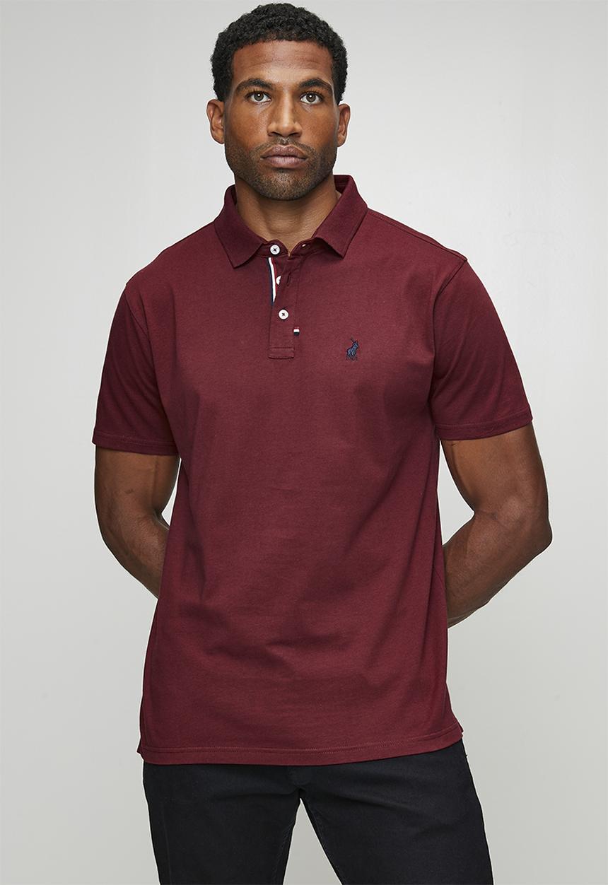 POLO - Jensen Badge Short sleeve Golfer - Burgundy