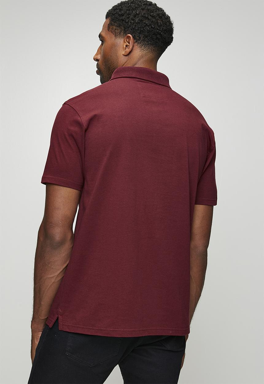 POLO - Jensen Badge Short sleeve Golfer - Burgundy