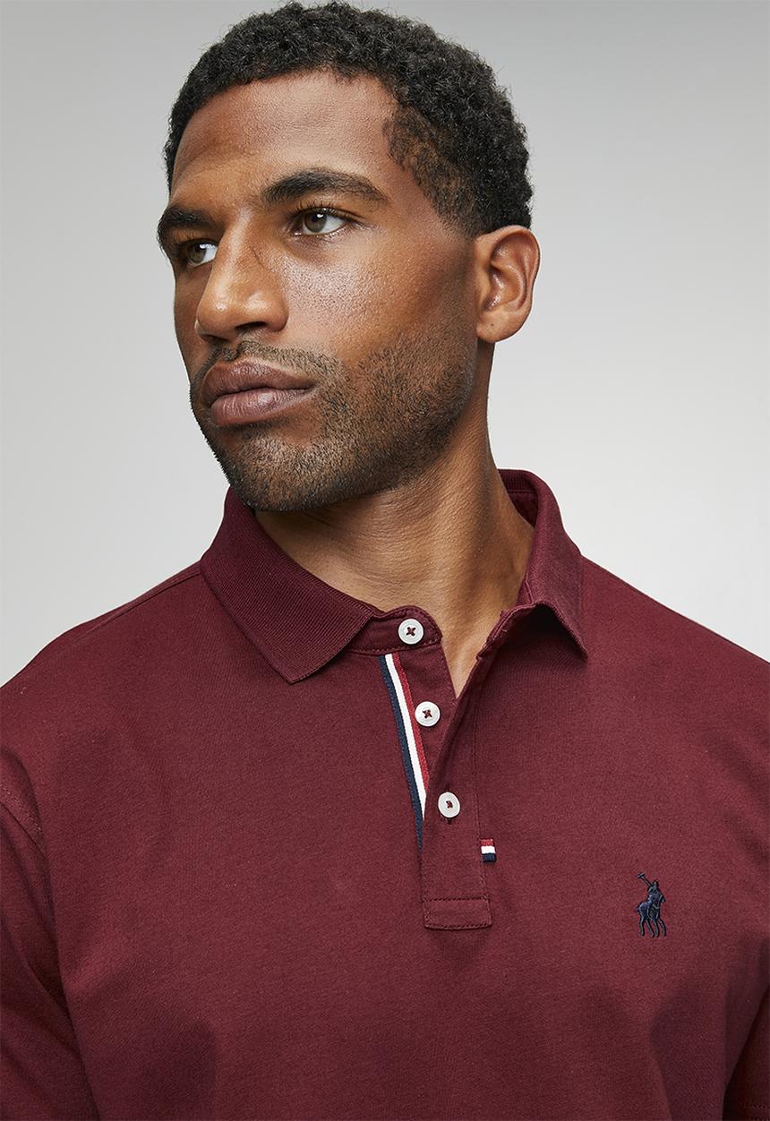 POLO - Jensen Badge Short sleeve Golfer - Burgundy