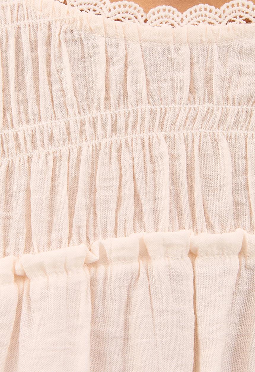 New Look - Vde shelly shirred crew neck blouse  - white