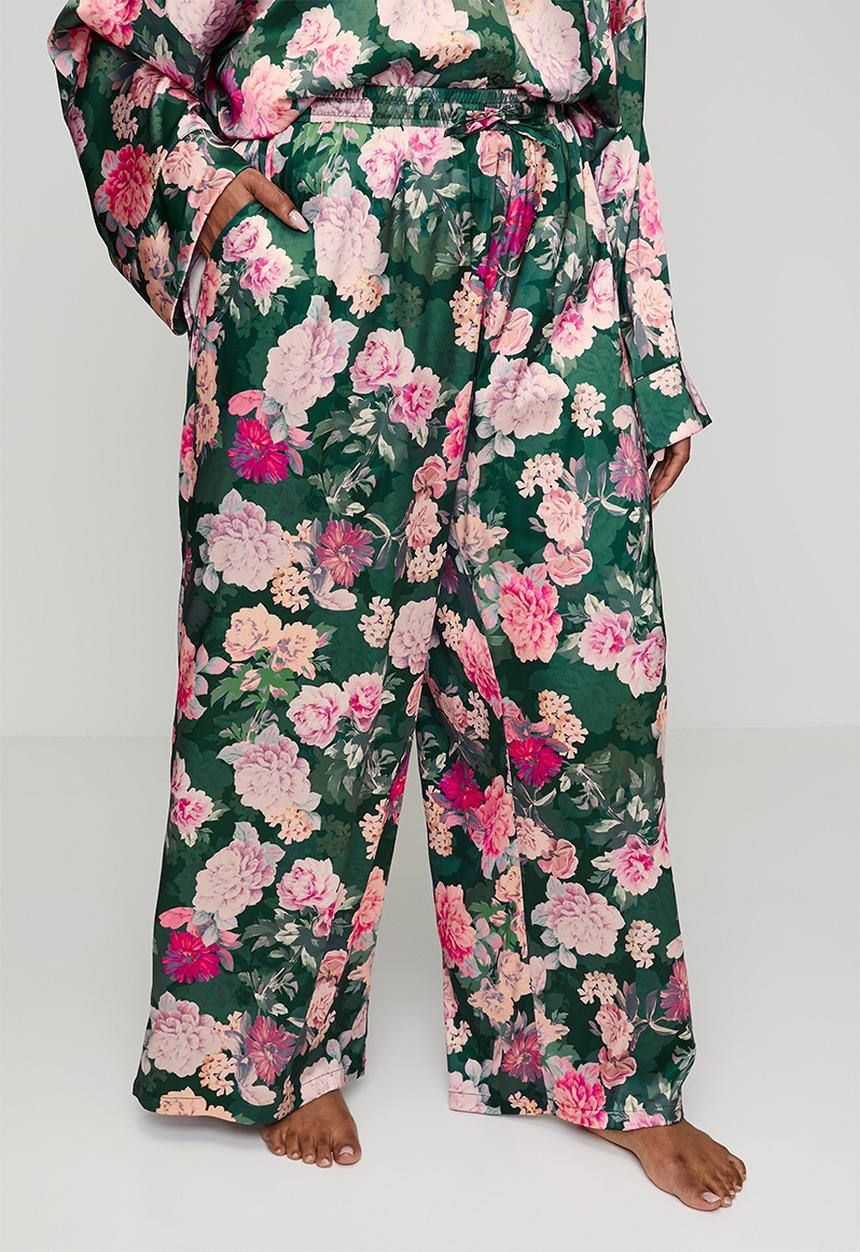 DORINA - Plus jade trousers - green print