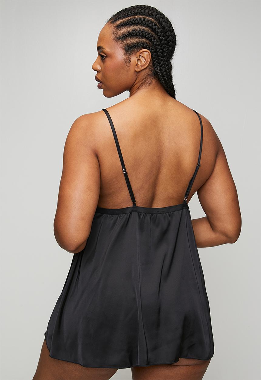 DORINA - Plus megan babydoll & thong set  - black