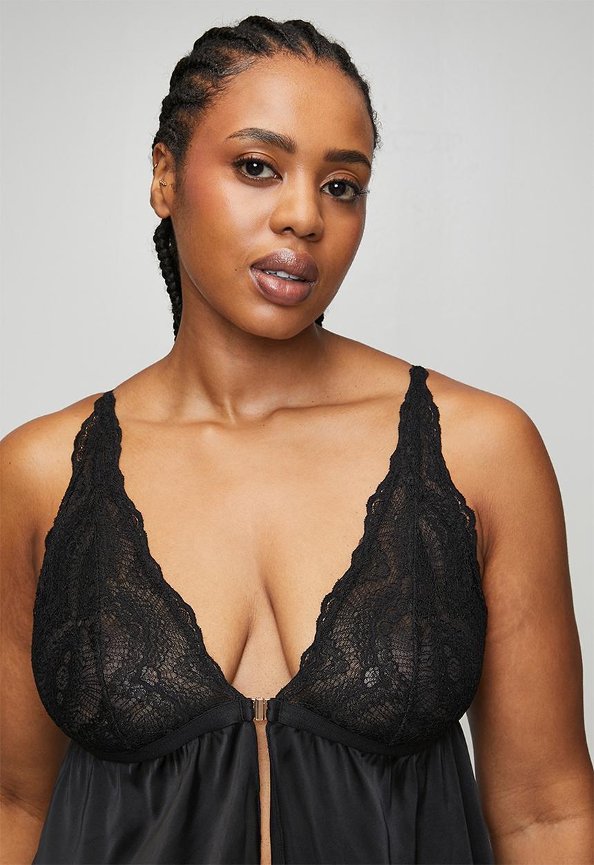 DORINA - Plus megan babydoll & thong set  - black