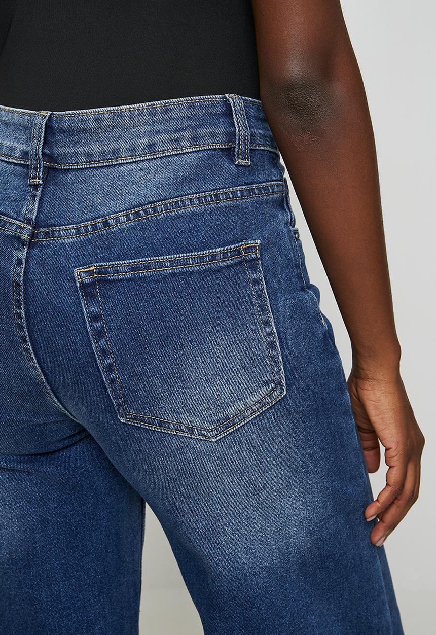 Stella Morgan - Mid waist wide leg denim jean - dark wash denim