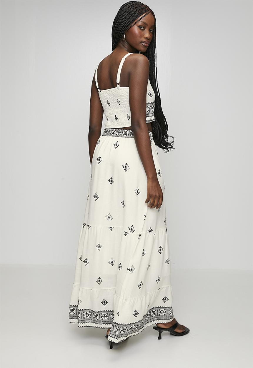 MANDI - Crop Top With Maxi Skirt Set - Cream