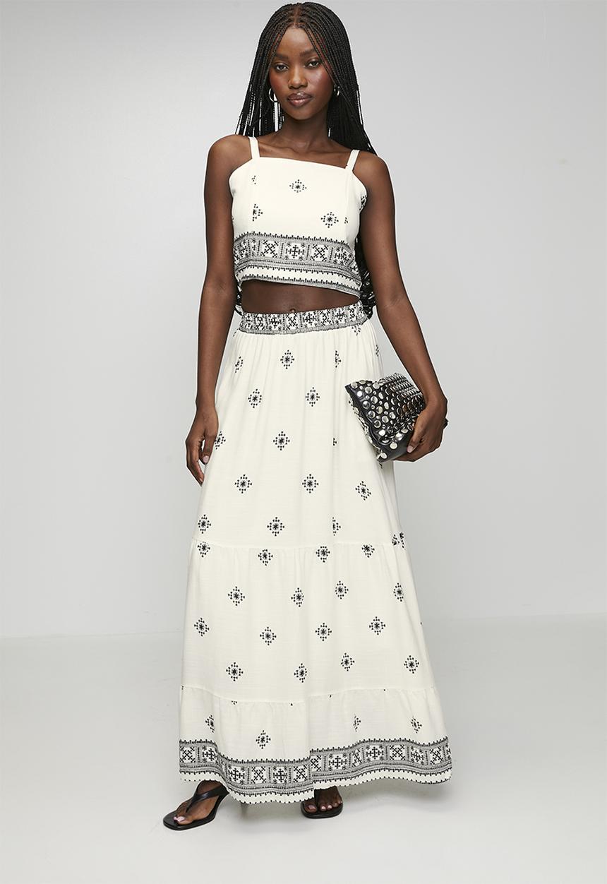 MANDI - Crop Top With Maxi Skirt Set - Cream