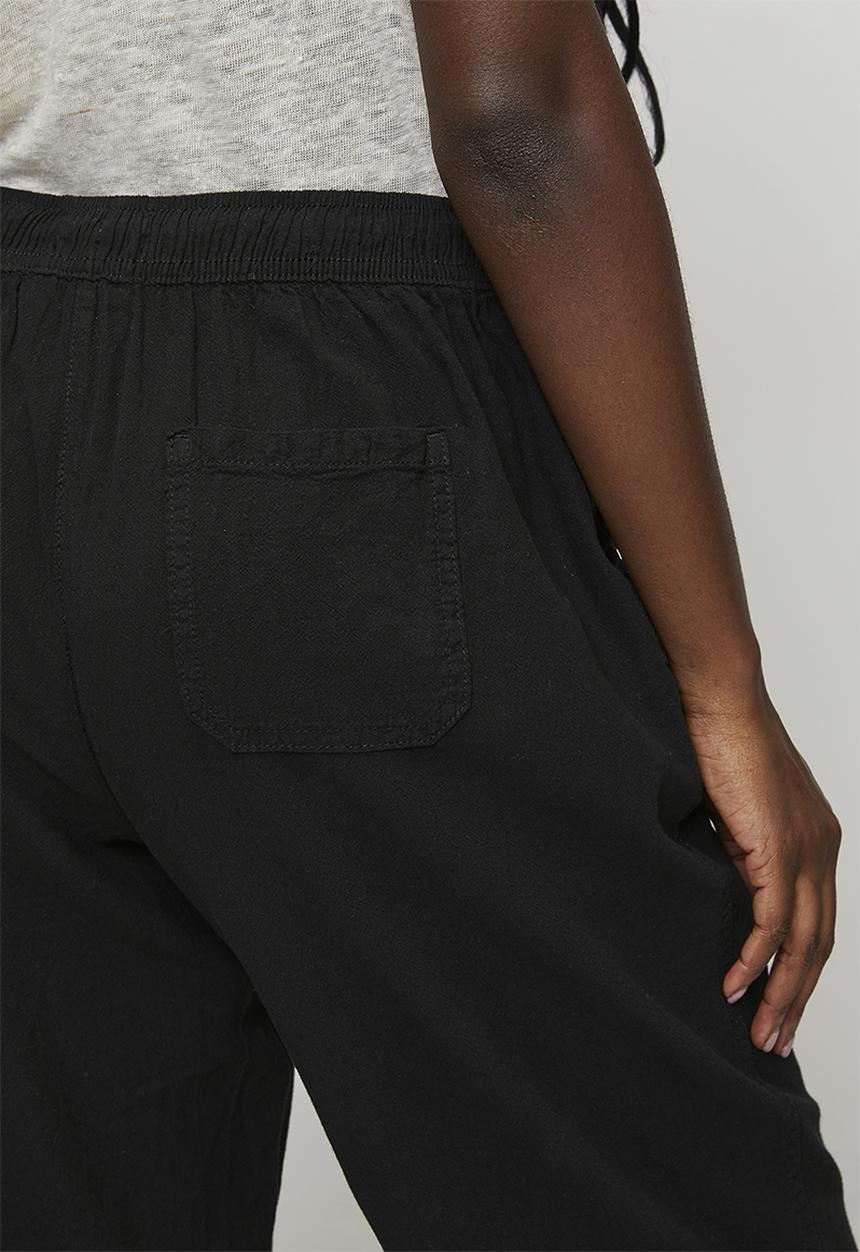 MANDI - Drawcord Easy Wearing Straight Leg Pant - Black