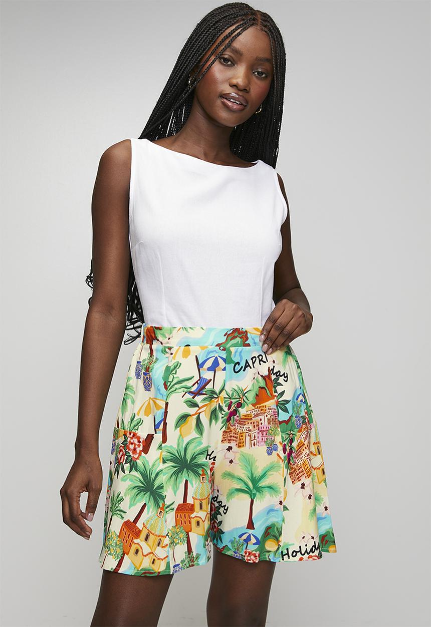 MANDI - High Waist Easy Wearing Viscose Short - Multi