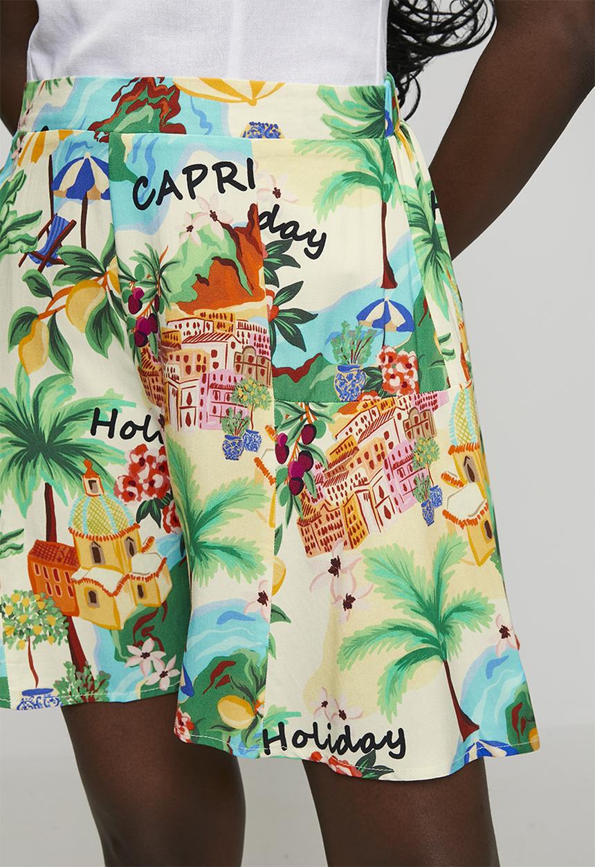 MANDI - High Waist Easy Wearing Viscose Short - Multi