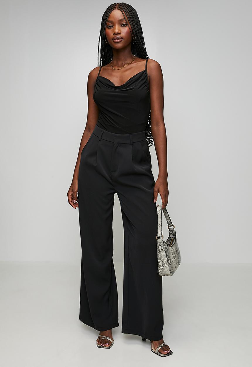 Stella Morgan - High Waisted Plain Front Suiting Trouser With Extra Length - Black