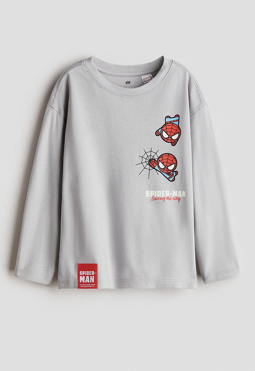 H&M - Long-sleeved T-shirt - grey/spider-man
