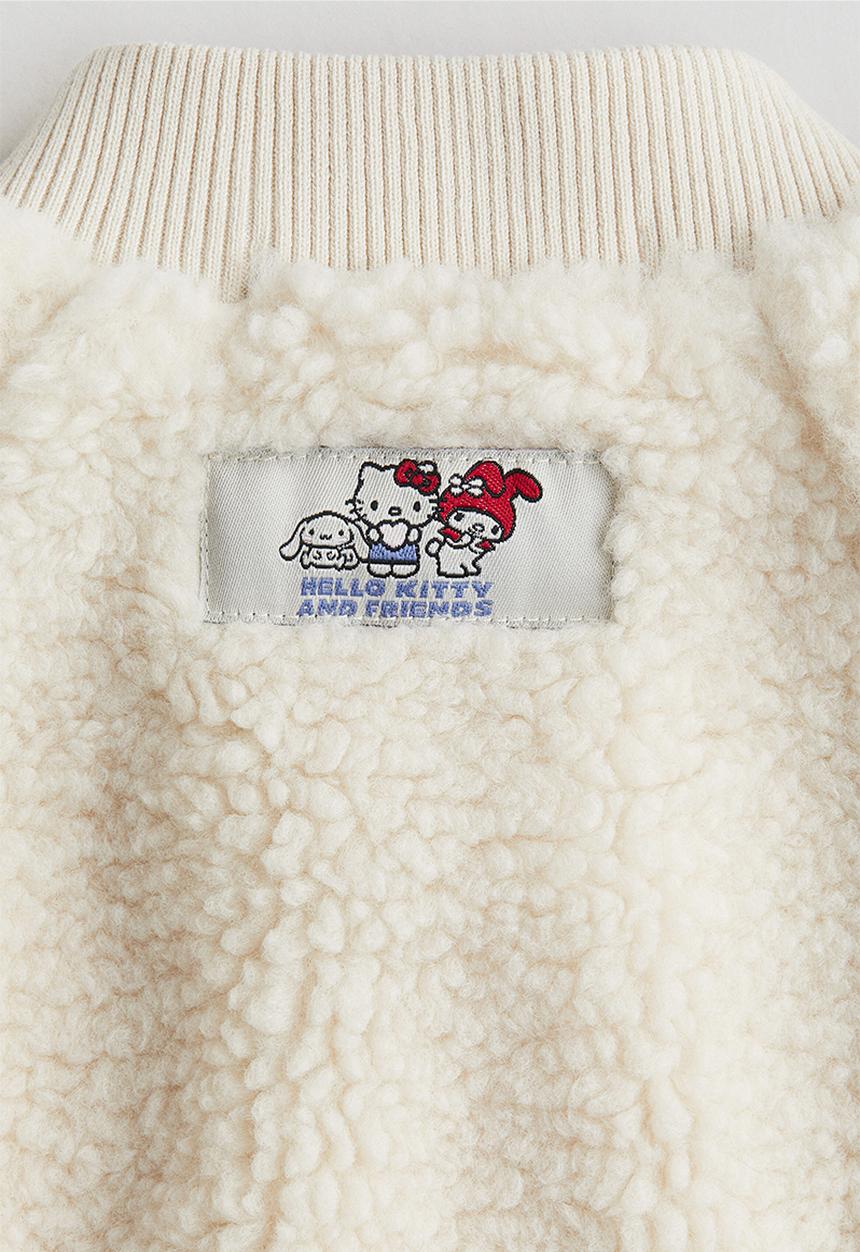 H&M - Appliquéd teddy bomber jacket - cream/hello kitty 