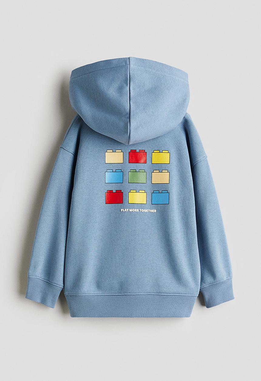 H&M - Printed hoodie - light dusty blue & lego