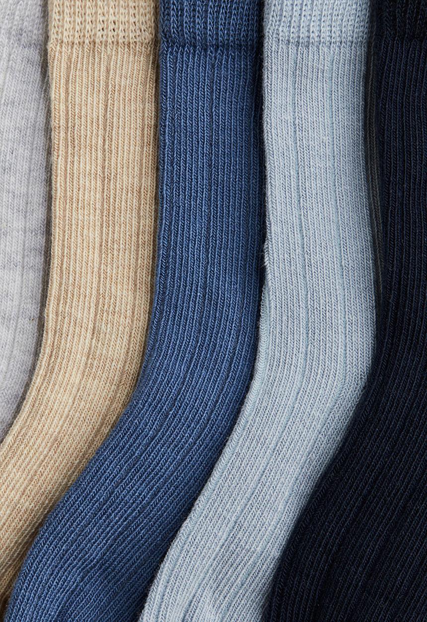 H&M - 5-Pack textured-knit socks - dusty blue & beige