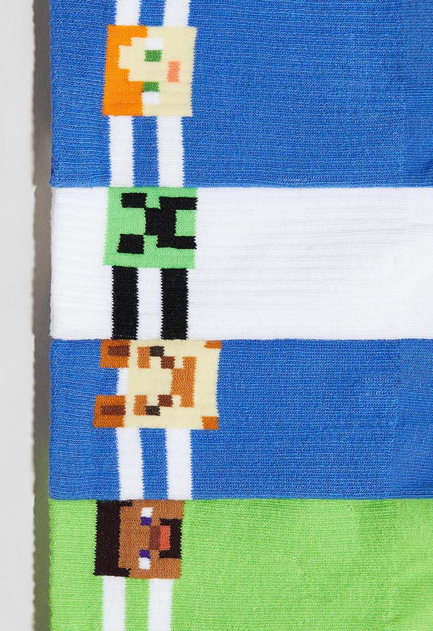 H&M - 5-pack intarsia motif socks - blue & minecraft