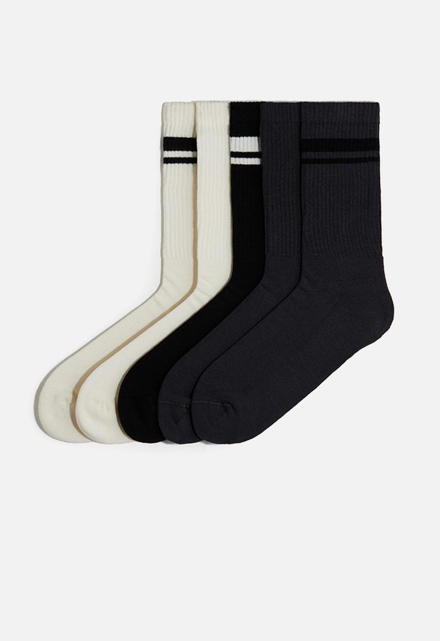H&M - 5-Pack socks - dark grey/cream