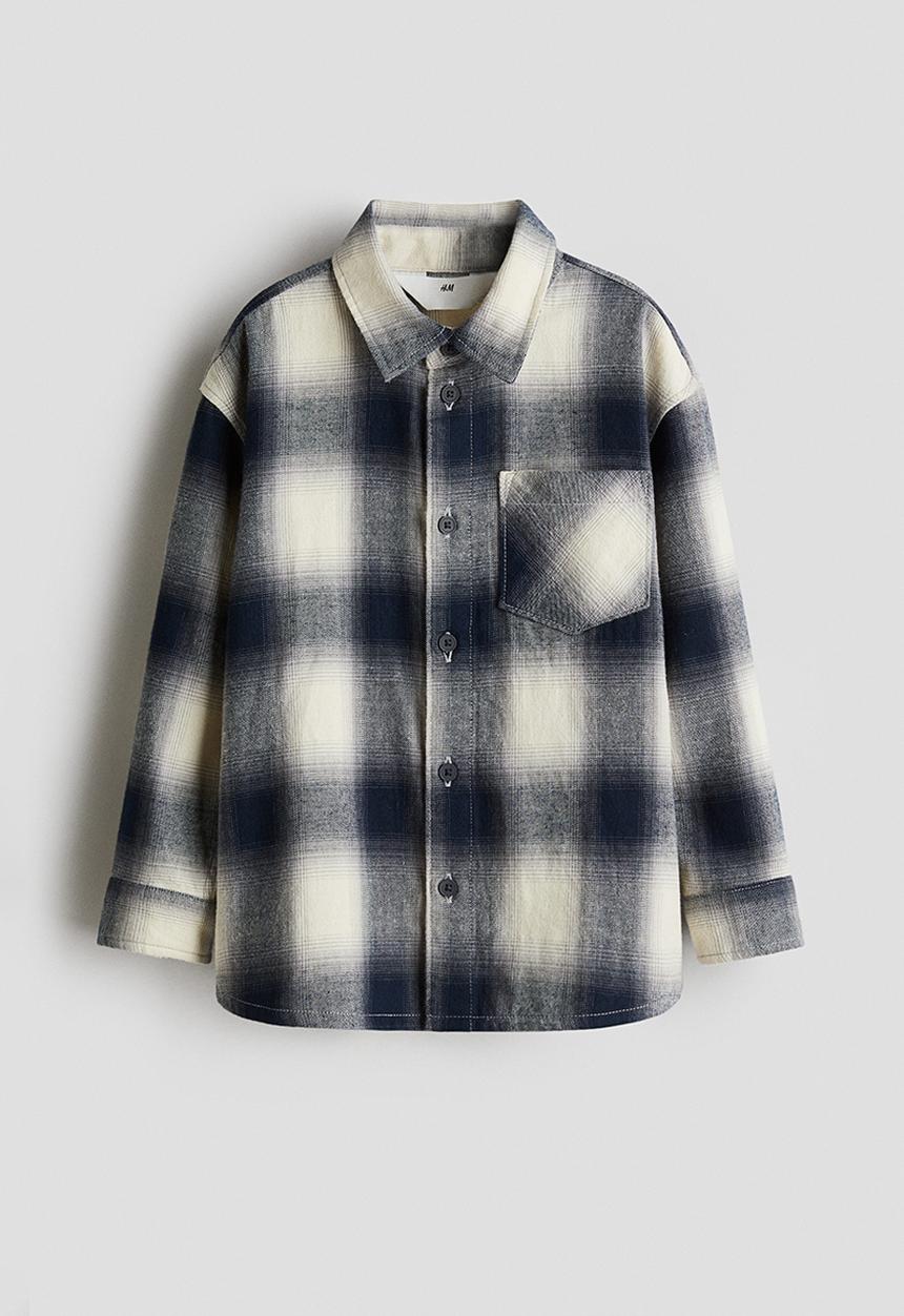 H&M - Cotton flannel shirt - grey checked 