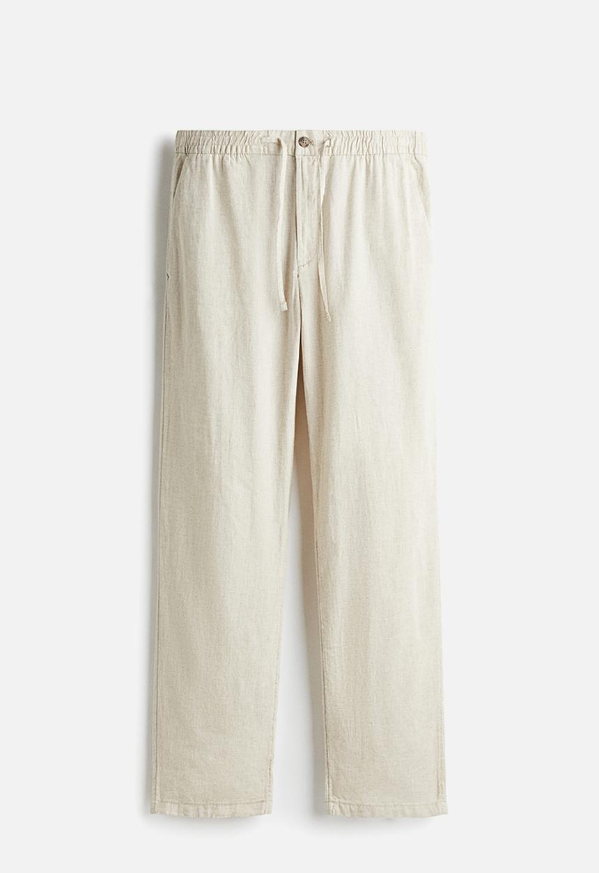 H&M - Regular fit linen-blend trousers - beige