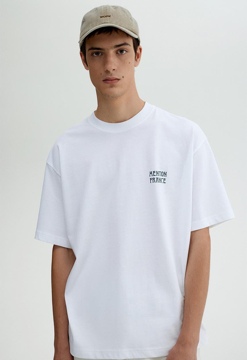 H&M - Loose fit printed T-shirt - white/menton