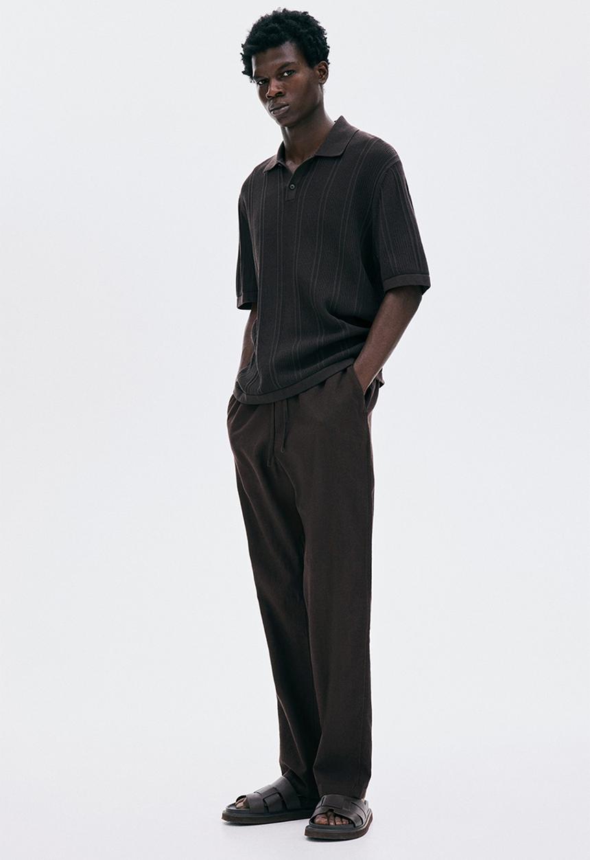 H&M - Regular fit linen-blend trousers - brown