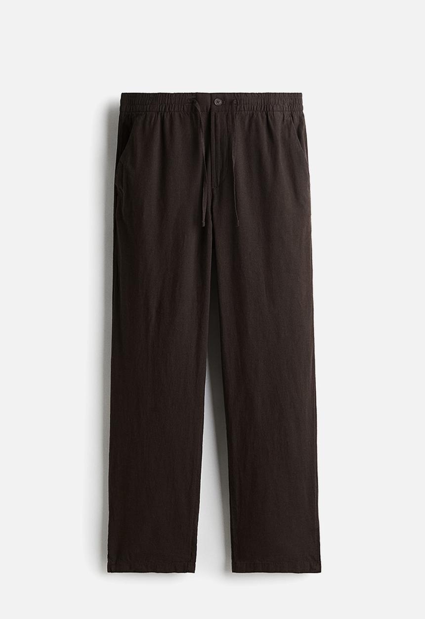 H&M - Regular fit linen-blend trousers - brown