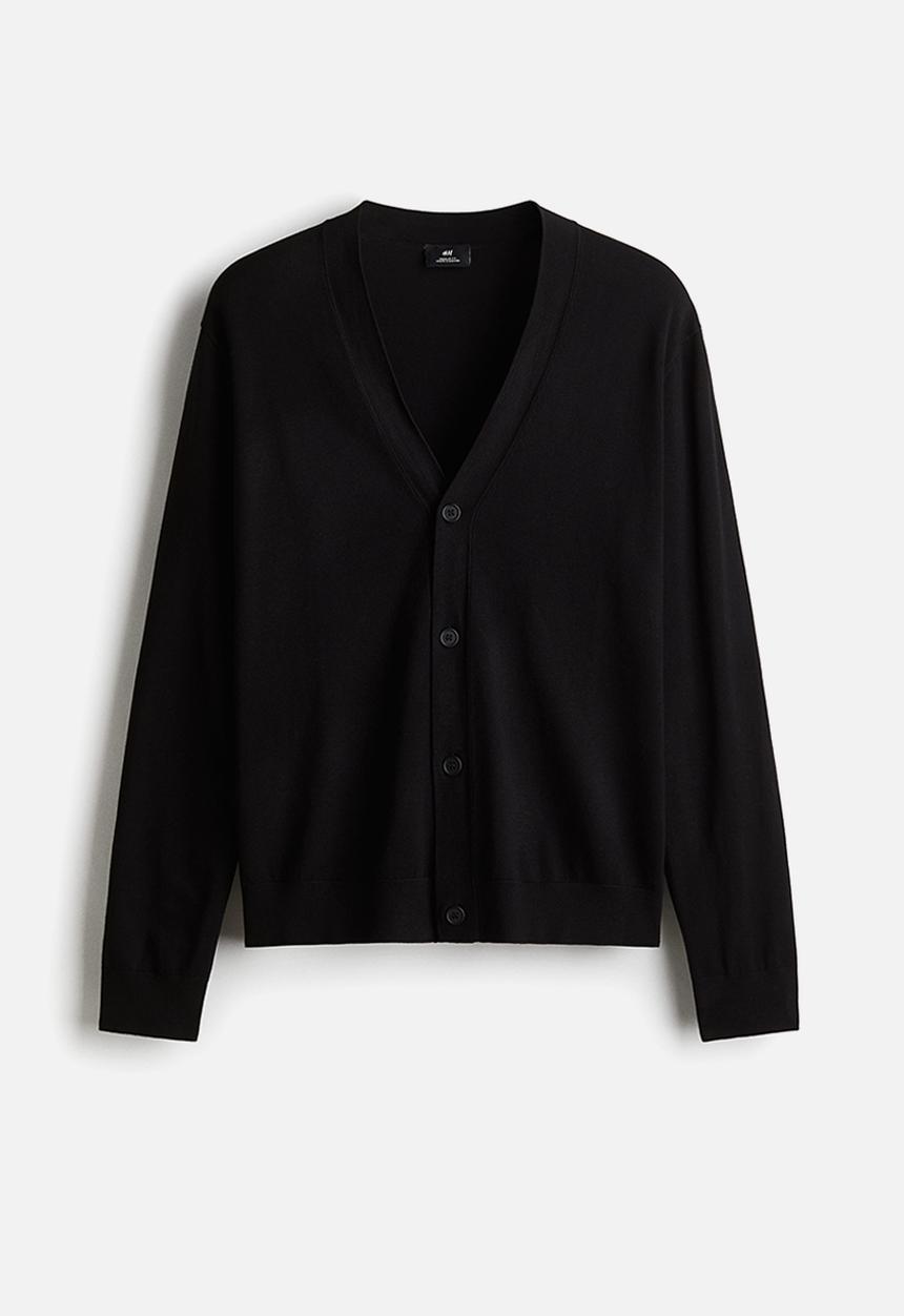 H&M - Regular fit fine-knit cardigan - black