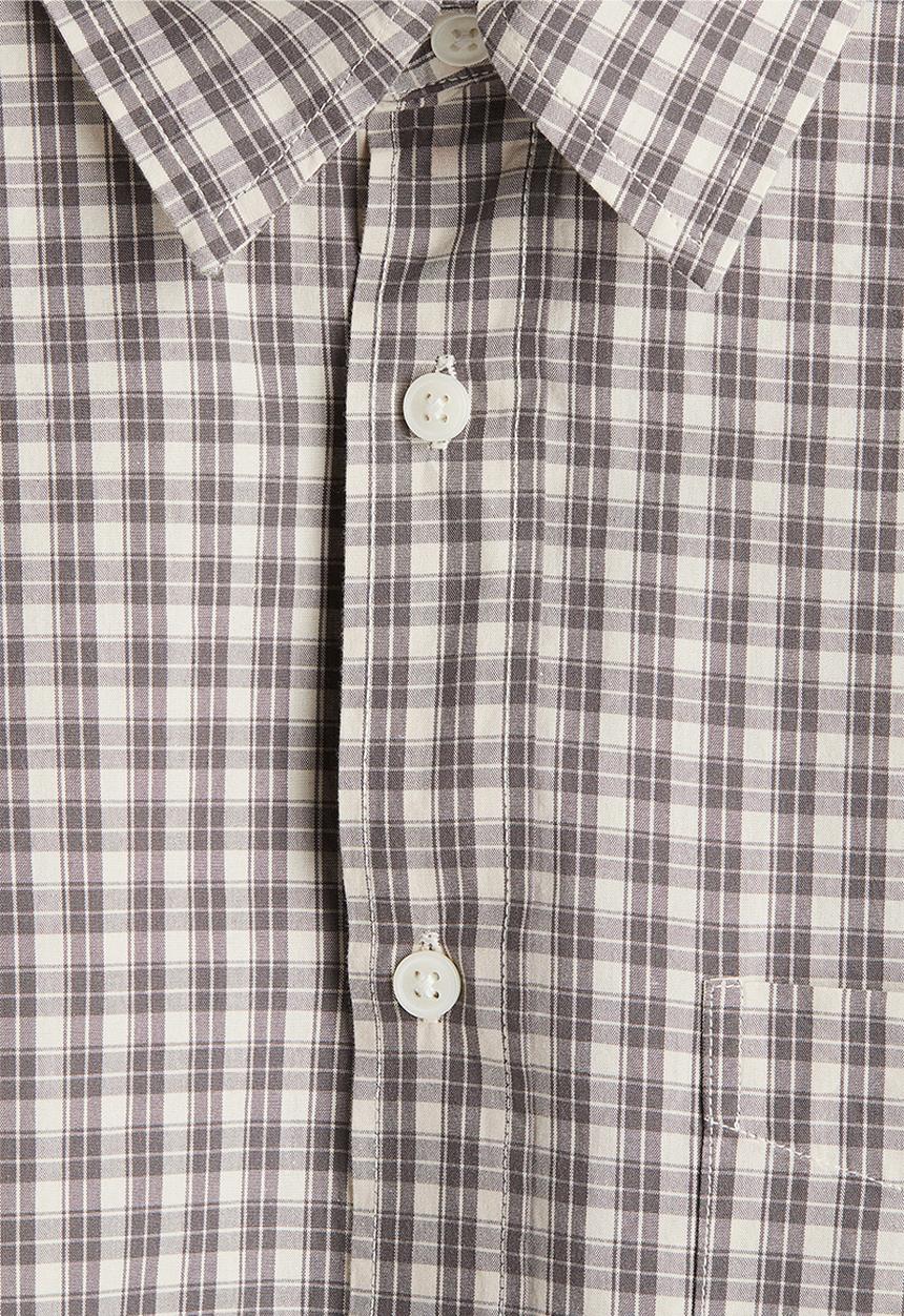 H&M - Relaxed fit cotton shirt - grey/checked 