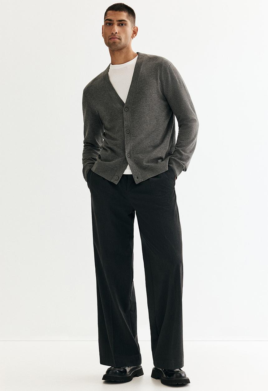 H&M - Regular fit fine-knit cardigan - dark grey