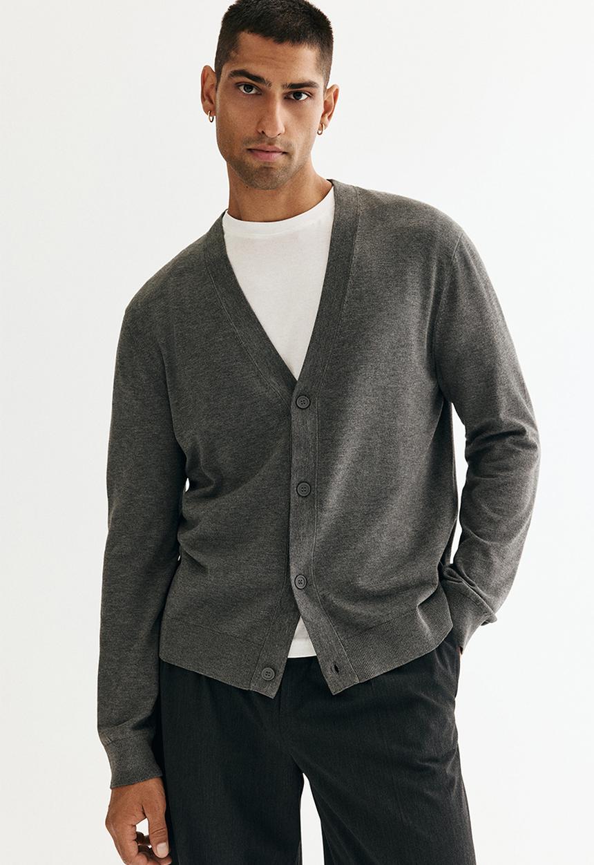 H&M - Regular fit fine-knit cardigan - dark grey