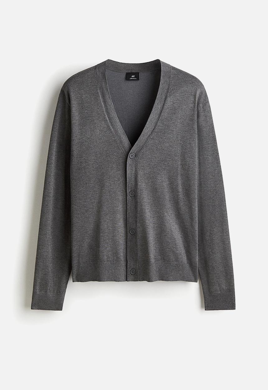 H&M - Regular fit fine-knit cardigan - dark grey