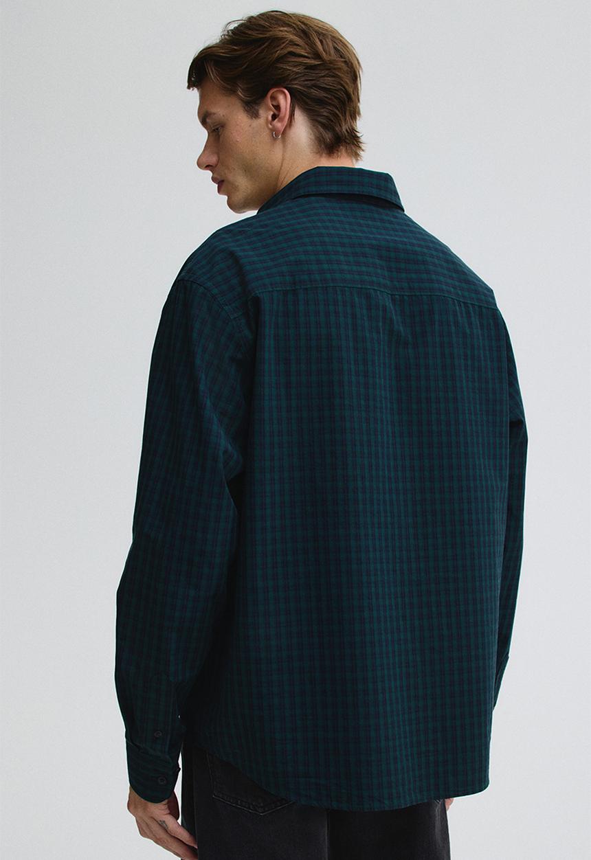 H&M - Relaxed fit cotton shirt - forest green/checked