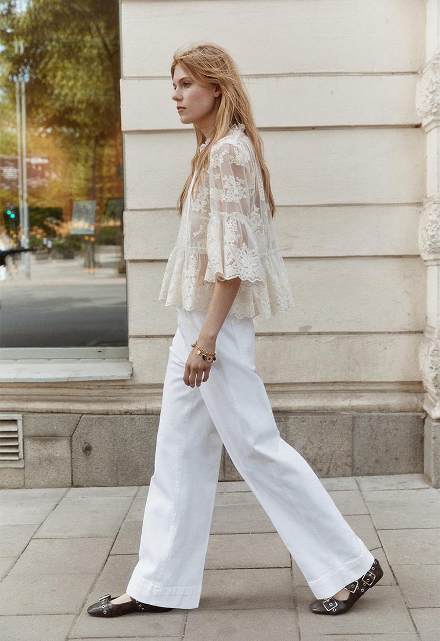 H&M - Wide high jeans - white