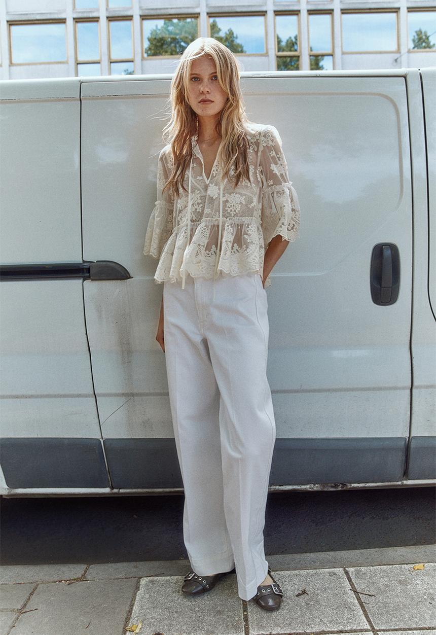 H&M - Wide high jeans - white