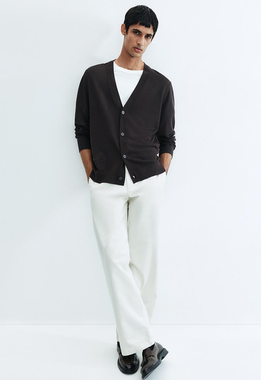 H&M - Regular fit fine-knit cardigan - dark brown