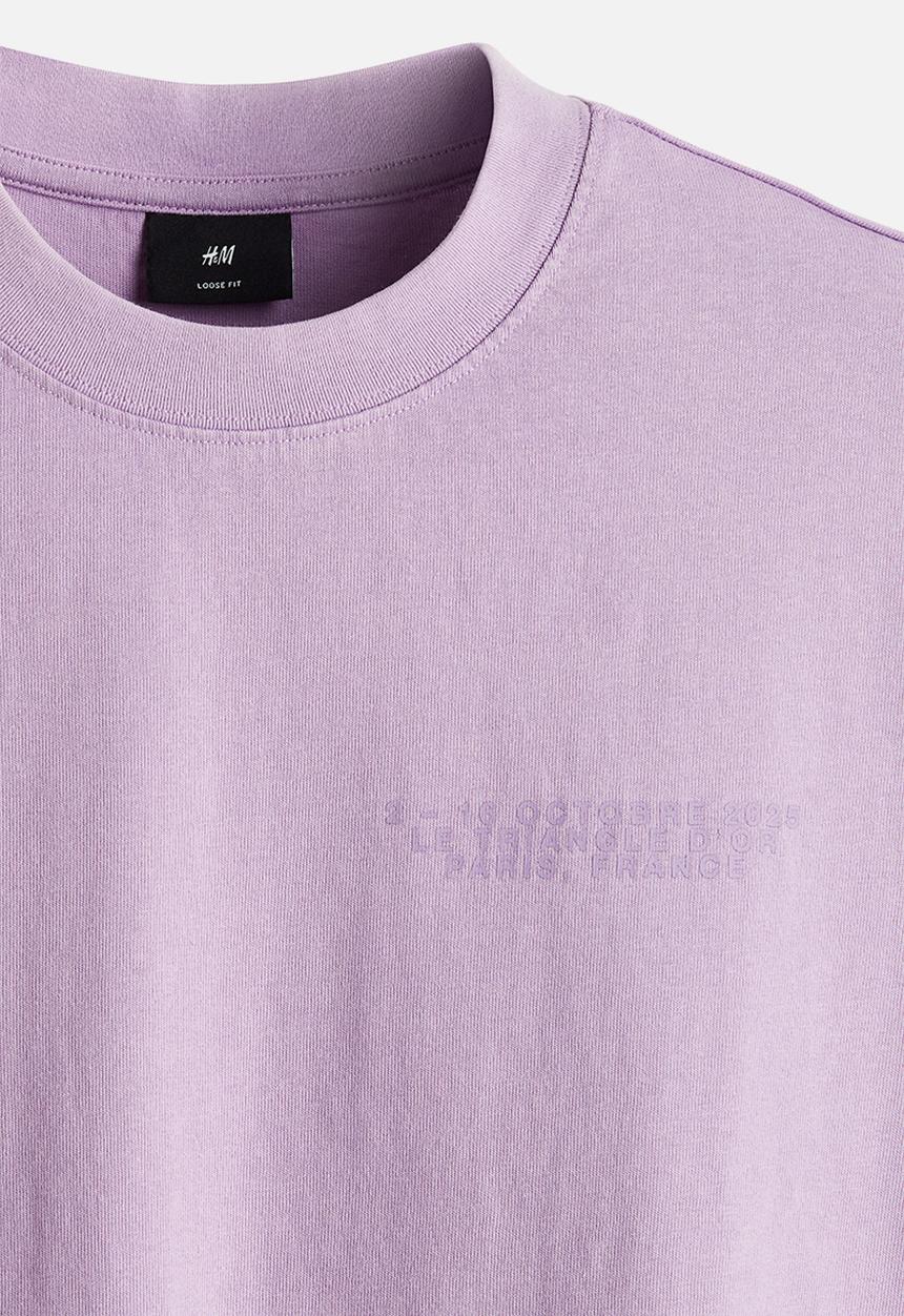 H&M - Boxy fit washed t-shirt - purple & paris france