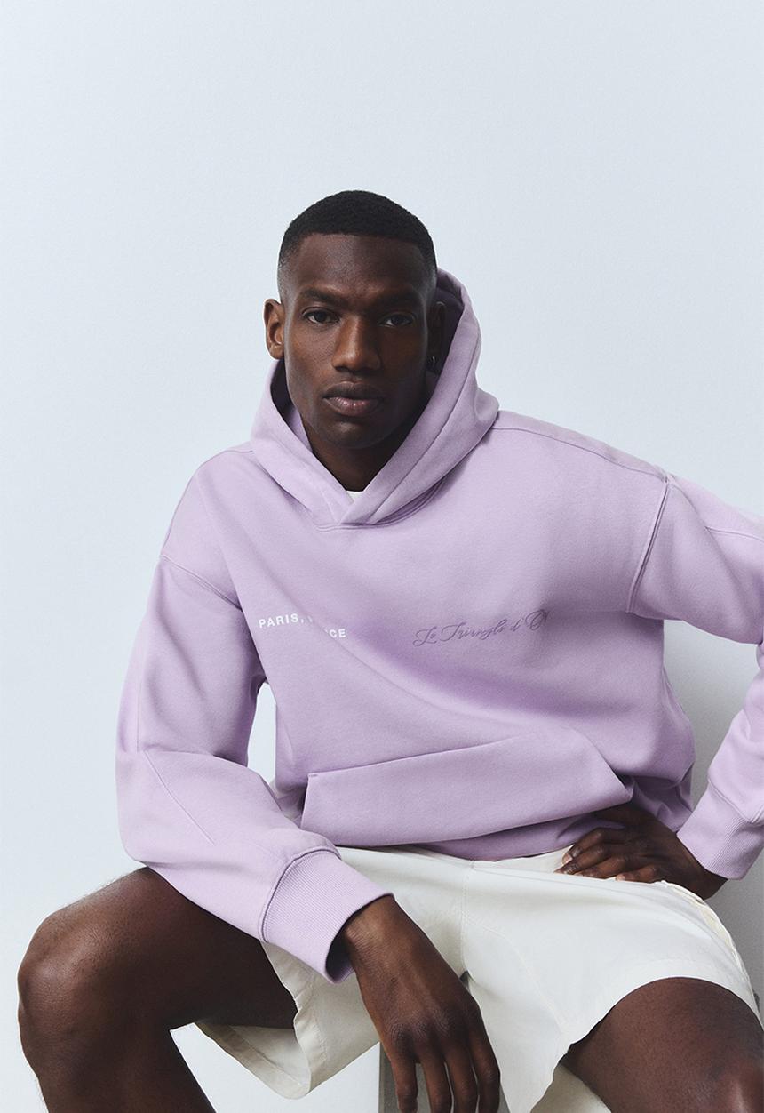 Loose fit printed hoodie - purple/paris france - 1299369002